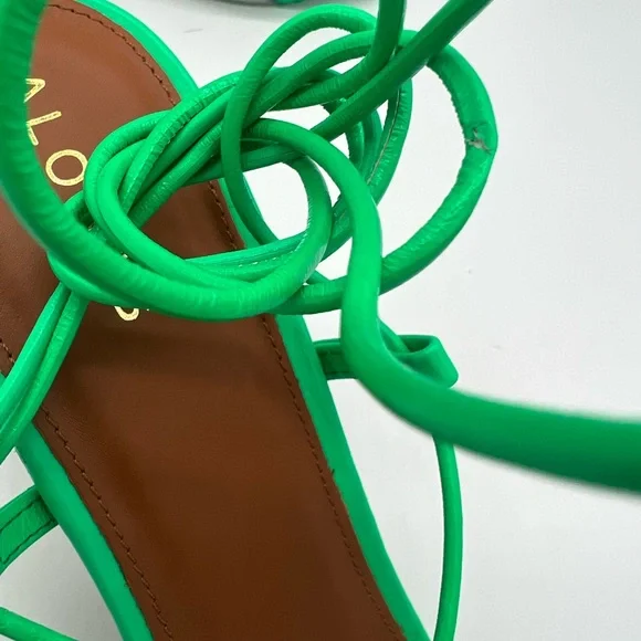 ALOHAS Bellini Neon Green Heeled Lace Up Sandals New - Picture 8 of 11